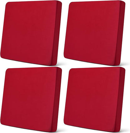 Newwiee Set of 4 Stretch Patio Cushion Covers Sofa Couch Seat Chair Slipcovers Cushion Cover Replacement Furniture Protector for Pets Washable(Burgundy,Seat Cover,Solid)