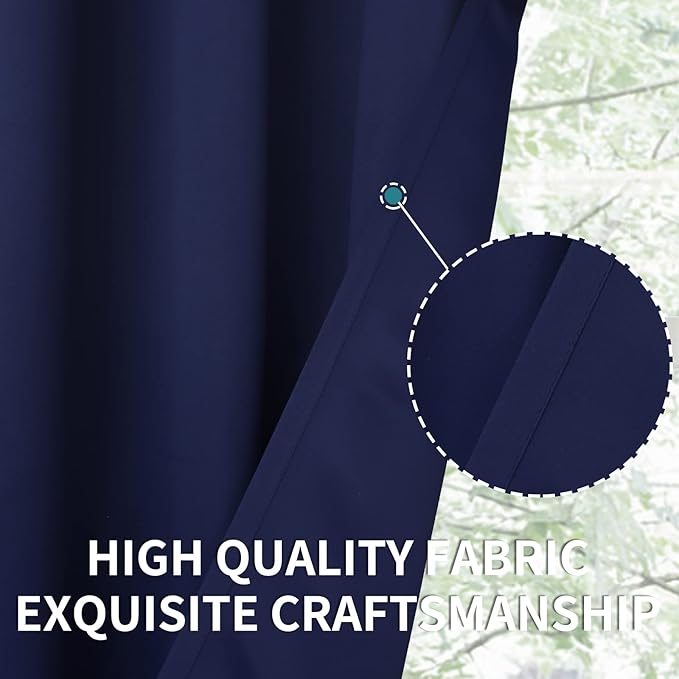 BGment Blackout Curtains - Grommet Thermal Insulated Room Darkening Bedroom and Living Room Curtains, Set of 2 Panels (52 x 120 Inch, Navy)