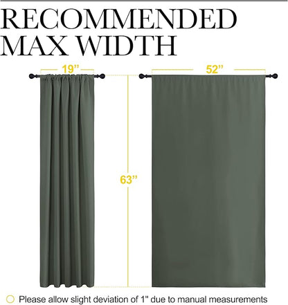 NICETOWN Bedroom Curtains Blackout Draperies - All Season Thermal Insulated Solid Rod Pocket Top Blackout Curtains/Drapes for Kid's Room (Dark Mallard, 1 Pair, 52 x 63 Inch)
