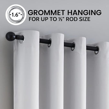 SimpleHome 100% Blackout Curtains for Bedroom,Thermal Insulated White Grommet Window Drapes Room Darkening Curtains for Living Room with Black Back,52 x 54 Inch,2 Panels