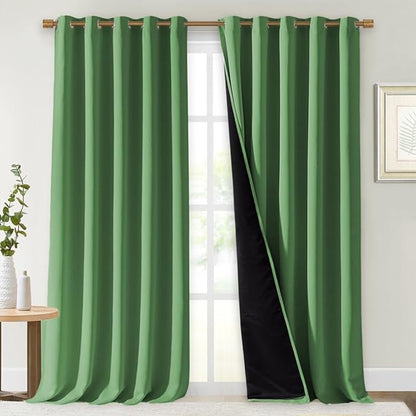 NICETOWN Full Shading Curtains for Windows, Forest Green, Pack of 2, 70 inches W x 95 inches L, Super Heavy-Duty Black Lined Blackout Curtains for Bedroom, Privacy Assured Window Treatment