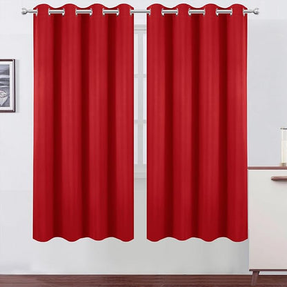 LEMOMO Blackout Curtains 66 x 72 Inch Long Bright Red Curtains Set of 2 Panels Room Darkening Curtains for Bedroom and Living Room