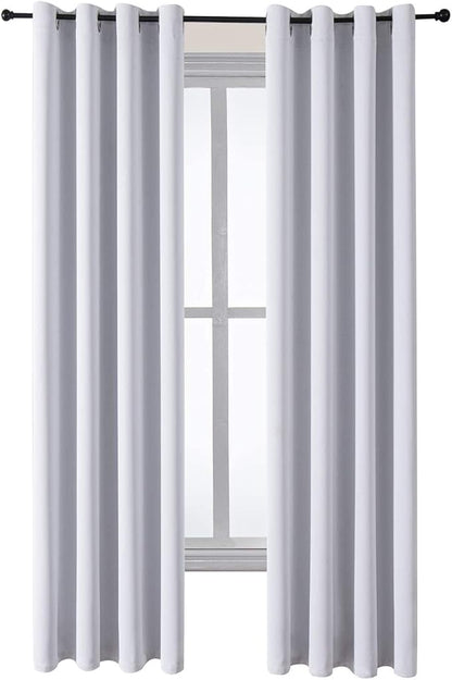 ChrisDowa Grommet Room Darkening Curtains for Bedroom and Living Room - 2 Panels Set Thermal Insulated Blackout Curtains (Greyish White, 52W x 84L)
