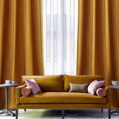 MIULEE 2 Panels Blackout Velvet Curtains Solid Soft Grommet Mustard Yellow Curtains Thermal Insulated Soundproof Room Darkening Curtains/Drapes/Panels for Fall Living Room Bedroom 52 x 72 Inch