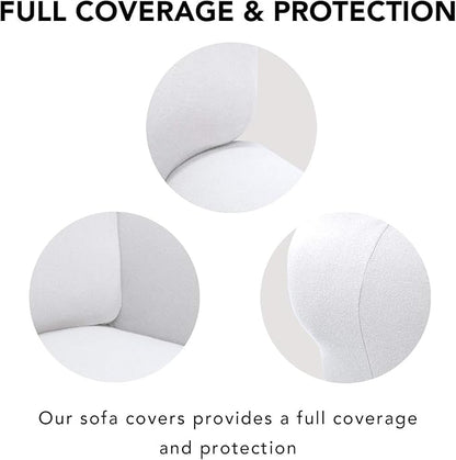PureFit Super Stretch Sofa Slipcover – Spandex Non Slip Soft Couch Sofa Cover, Washable Furniture Protector with Non Skid Foam and Elastic Bottom for Kids, Pets （Loveseat, White