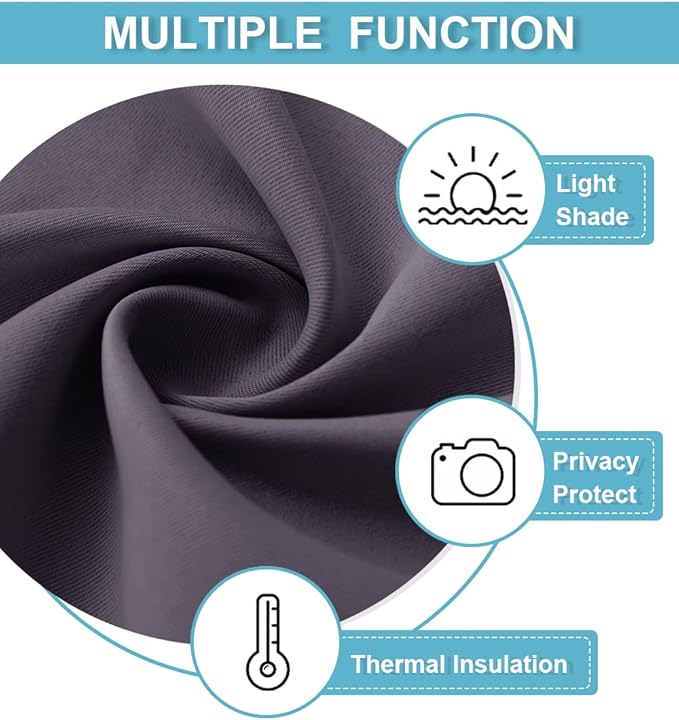 RYB HOME 54 inch Blackout Curtains for Living Room, Rod Pocket Thermal Insulated Small Window Drapes Room Darkening Shades for Bedroom Studio Dorm, W 42 x L 54 inch, Set of 2 Panels, Greyish Purple