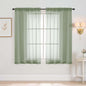 Sage Green Window Sheer Curtains 45 Inches Length, Voile Short Curtains for Living Room Bedroom, Modern Soft Window Drapes 2 Panels Set, Top Dual Rod Pocket Design, 2x42Wx45L Inches