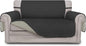 Easy-Going Reversible Loveseat Couch Cover for 2 Cushion Couch Sofa Cover for Dogs Water Resistant Furniture Protector with Foam Sticks Elastic Straps for Pet (Loveseat, Darkgray/Beige)