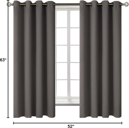 BGment Blackout Curtains for Bedroom - Grommet Thermal Insulated Room Darkening Curtains for Living Room, Set of 2 Panels (52 x 63 Inch, Grey)