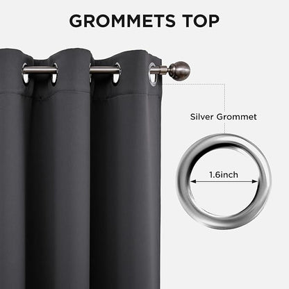 Joydeco Blackout Curtains 54 Inch Length 2 Panels Set, Thermal Insulated Long Curtains& Drapes 2 Burg, Room Darkening Grommet Drapes for Living Room Bedroom Window (W52 x L54 Inch, Dark Grey)