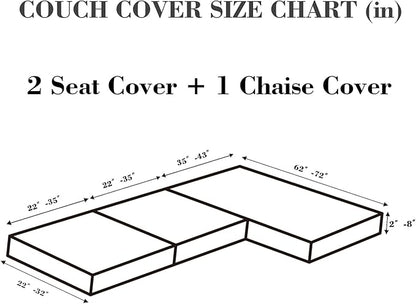 Sofa Covers Couch Covers for Sofa Pet Friendly Couch Cushion Covers Universal Sofa Covers Washable Stretch Slipcovers for Sectional Sofa (Texture Ivory White, 2 Seats + Chaise Cover)