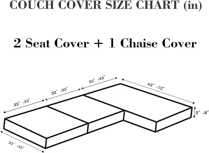 Sofa Covers Couch Covers for Sofa Pet Friendly Couch Cushion Covers Universal Sofa Covers Washable Stretch Slipcovers for Sectional Sofa (Texture Blue, 2 Seats + Chaise Cover)