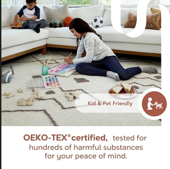 Nuloom Nia Beige, 5' x 8', Cozy Shag, Fluffy and Soft, High Traffic, Stain Resistant, Easy Clean, Durable Machine Washable Area Rug for Bedroom, Living Room, Dining, Den, Foyer, Entryway