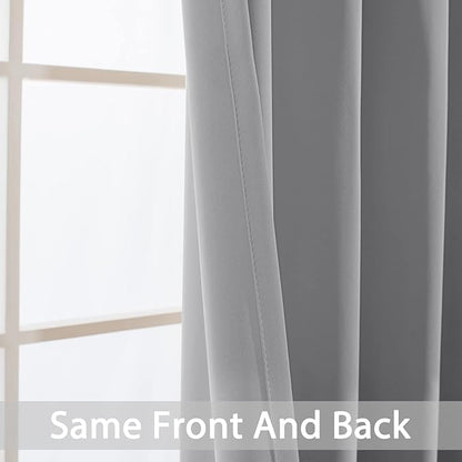 Yakamok 36 Inch Blackout Curtains Panels with Grommets - Room Darkening Thermal Insulated Window Drapes for Living Room/Bedroom,Light Grey, 52W x 36L, 2 Panels