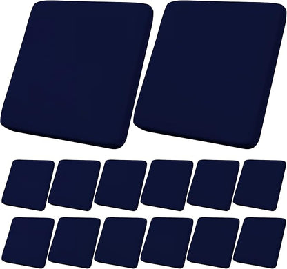 14Pcs Outdoor Cushion Covers, Patio Cushion Covers,Stretch Elastic Slipcovers, Replacement Washable & Reusable Furniture Protector for Patio Couch (Navy Bluey,Cover Only)