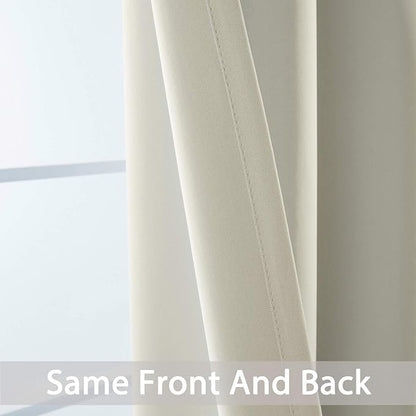 Yakamok Wide Thermal Blackout Patio Door Curtain Panel,Light Beige Grommet Sliding Door Insulated Curtains, Extra Wide Curtains for Sliding Glass Door,Light Beige, W52 x L84, 1 Panel