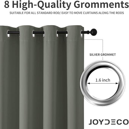 Joydeco Blackout Curtains 72 Inch Length 2 Panels Set, Thermal Insulated Long Curtains& Drapes 2 Burg, Room Darkening Grommet Drapes for Bedroom Living Room Window (Sage Green, W52 x L72 Inch)