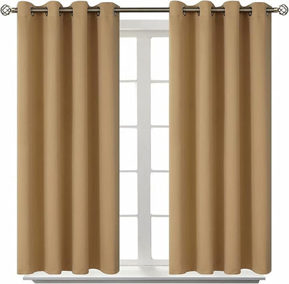 BGment Blackout Curtains for Living Room - Grommet Thermal Insulated Room Darkening Curtains for Bedroom, 2 Panels of 52 x 45 Inch, Khaki