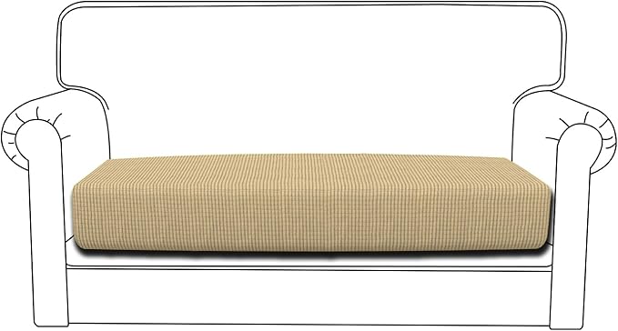 Easy-Going Stretch Loveseat Cushion Cover Sofa Cushion Furniture Protector Sofa Seat Sofa Slipcover Sofa Cover Soft Flexibility with Elastic Bottom(Loveseat Cushion, Beige)