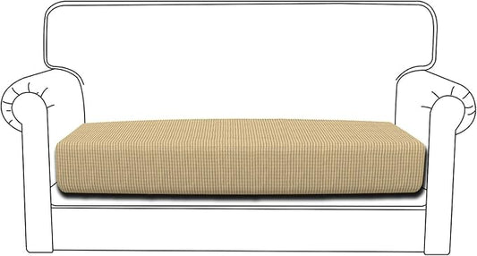 Easy-Going Stretch Loveseat Cushion Cover Sofa Cushion Furniture Protector Sofa Seat Sofa Slipcover Sofa Cover Soft Flexibility with Elastic Bottom(Loveseat Cushion, Beige)