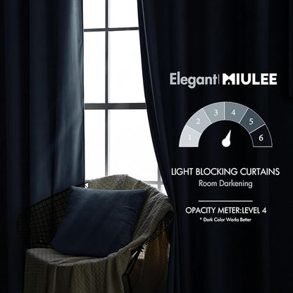 MIULEE Velvet Curtains 96 inches - Luxury Blackout Curtains for Bedroom Living Room Thermal Insulated Super Soft Window Drapes Rod Pocket & Back Tab, Stone Blue, W52 x L96 inches, 2 Panels
