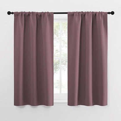 NICETOWN Kitchen Curtains, Short Blackout Curtains & Drapes, Home Decoration Privacy Thermal Insulated Curtains for Unicorn Theam Room (Dry Rose, 34" Wide, 54" Long, 2 PCs)