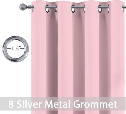 Yakamok Wide Thermal Blackout Patio Door Curtain Panel, Pink Grommet Sliding Door Insulated Curtains, Extra Wide Curtains for Sliding Glass Door, Pink, W52 x L84, 1 Panel