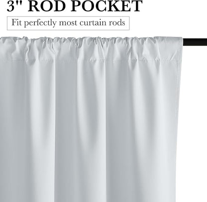 RYB HOME White 100% Blackout Curtains, Thermal Insulated Heat & UV Blocking Total Room Darkening Privacy Drapes for Bedroom Dining Living Room, Width 62 by Length 63, White, 2 Panels