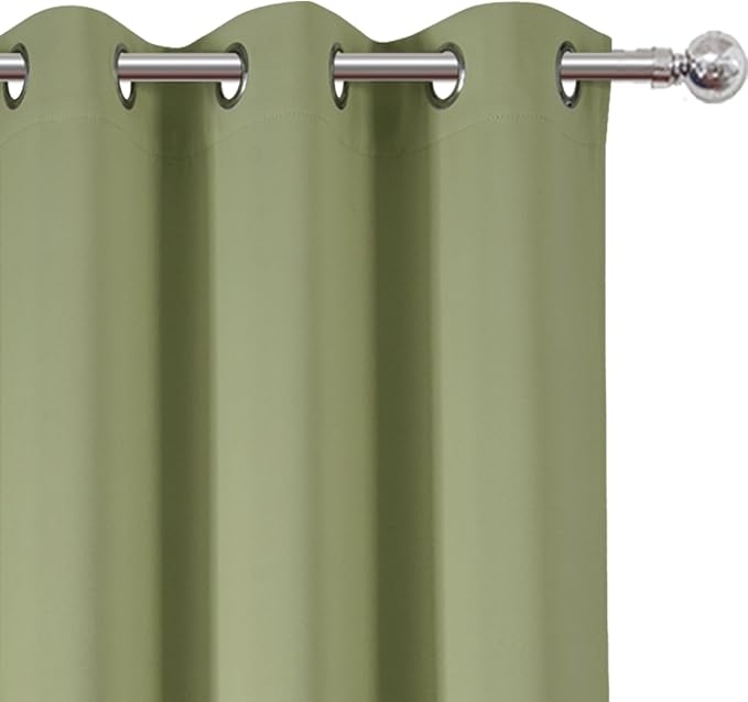 LEMOMO Blackout Curtains 42 x 63 inch/Sage Green Curtains Set of 2 Panels/Thermal Insulated Room Darkening Bedroom Curtains