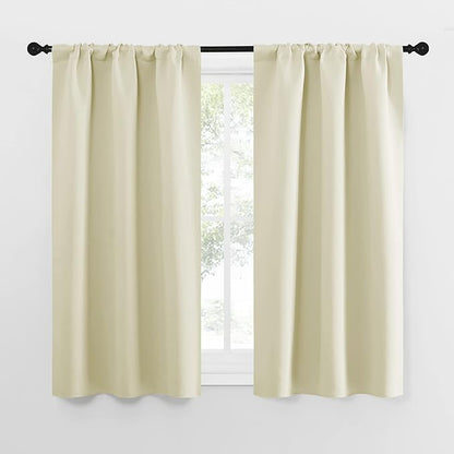 NICETOWN Kitchen Curtains, Short Blackout Curtains & Drapes, Home Decoration Privacy Thermal Insulated Curtains for Unicorn Theam Room (Beige, 34" Wide, 54" Long, 2 PCs)