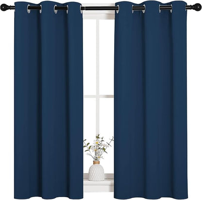 NICETOWN Bedroom Curtain Panels Blackout Draperies, Thermal Insulated Solid Grommet Blackout Curtains/Drapes (Moroccan Blue, 1 Pair, 34 by 45-inch)