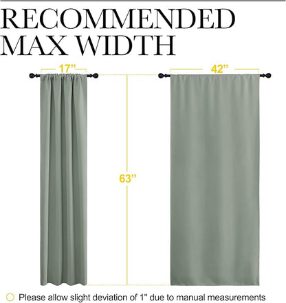 NICETOWN Window Curtains Blackout Drapes - Thermal Insulated Solid Rod Pocket Blackout Curtains/Draperies for Living Room (Greyish Green, One Pair, 42 by 63-Inch)