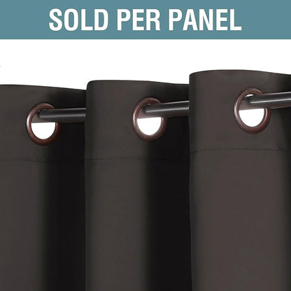 H.VERSAILTEX Blackout Curtain for Living Room Small Window Kitchen Blackout Curtains 45 inch Length Energy Saving Solid Grommet Blackout Drape, One Panel, Chocolate Brown, 52" W x 45" L