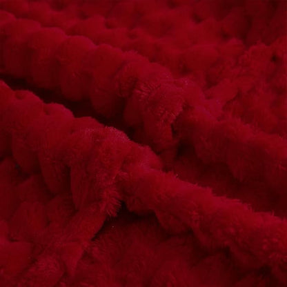 Red Throw Blanket 50"×70" inches Gifts for Mom Fuzzy 3D Jacquard Decorative Flannel Fleece Super Soft Plush Cozy Blanket for Couch Sofa Chair Lightweight