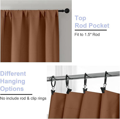 Simplebrand Ava Sun Baked Blackout Curtains for Bedroom 90 Inches Long 2 Panels Set, Solid Privacy Energy Saving Living Room Window Treatment Curtains Blackout Drapes, W50 x L90 Inch, Sun Baked