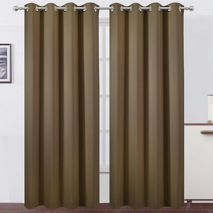LEMOMO Blackout Curtains 52 x 108 inch/Brown Curtains Set of 2 Panels/Thermal Insulated Room Darkening Bedroom Curtains