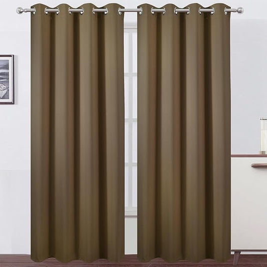 LEMOMO Brown Thermal Blackout Curtains/52 x 95 Inch/Set of 2 Panels Room Darkening Curtains for Bedroom