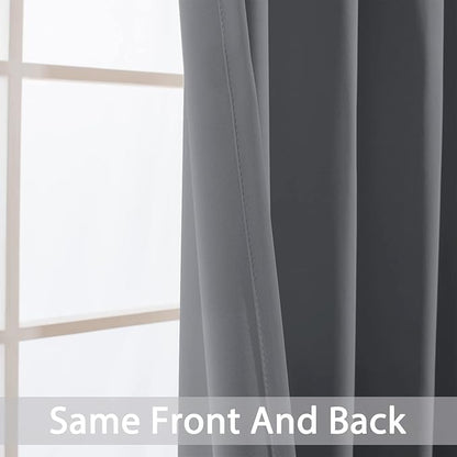 Yakamok Blackout Curtains Room Darkening Thermal Insulated Window Panels,Solid Grommet Top Drapes for Bedroom/Living Room(38Wx90L, Grey, 2 Panels)