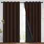 Yakamok 100% Blackout Curtains for Bedroom, 2 Thick Layers Thermal Insulated Grommet Total Blackout Drapes with Black Liner for Living Room (62Wx96L,Chocolate Brown, 2 Panels)