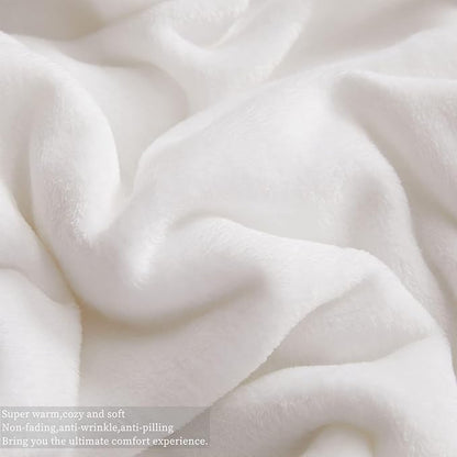 KMUSET Fleece Blanket White Queen Size Lightweight Cozy Plush Microfiber Bed Blanket Factory Shop