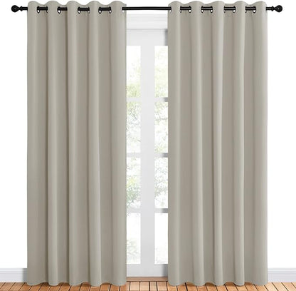 NICETOWN Room Darkening Draperies Window Curtain Panels, Natural, 2 Panels, W60 x L84 -inch, Thermal Insulated Grommet Room Darkening Curtains for Bedroom