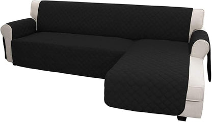 Easy-Going Sectional Couch Covers for Dogs L Shape Sofa Cover Reversible Sofa Slipcover Chaise Lounge Cover Furniture Protector Cover for Pets Dog (Large,Black/Black)