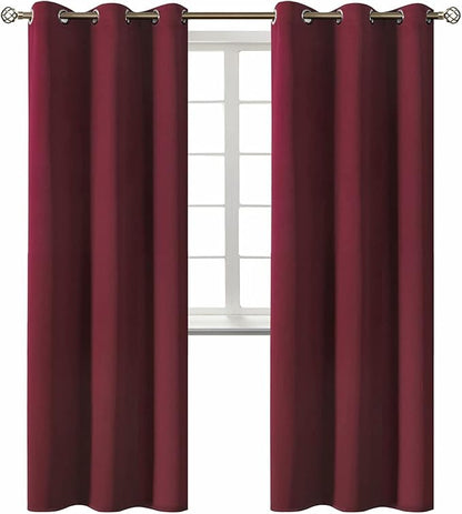 BGment Blackout Curtains - Grommet Thermal Insulated Room Darkening Bedroom and Living Room Curtains, Set of 2 Curtain Panels (42 x 84 Inch, Burgundy)