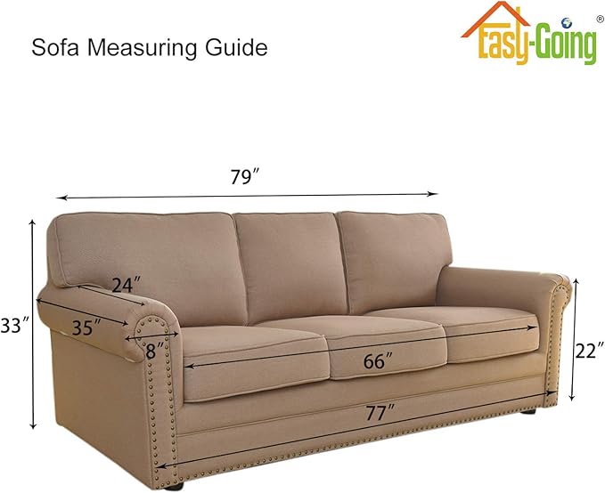 Easy-Going Stretch Sofa Slipcover 1-Piece Sofa Cover Furniture Protector Couch Soft with Elastic Bottom for Kids, Polyester Spandex Jacquard Fabric Small Checks (Sofa, Chocolate)