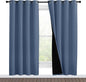 NICETOWN Full Shade Curtain Panels 78 inches Long, Pair of Energy Smart & Noise Blocking Out Blackout Drapes for Guest Room Window, Thermal Insulated Lined Window Dressing (Stone Blue, 55x78)