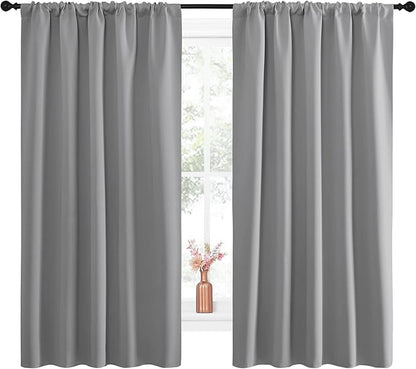 NICETOWN Blackout Curtain Panels for Window - Energy Efficient & Noise Reducing Thermal Insulated Rod Pocket Blackout Drapes/Draperies for Living Room (Silver Grey, 2 Panels, W52 inches x L63 inches)