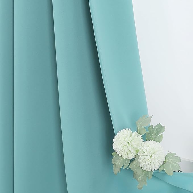 ChrisDowa Blackout Curtains 120 inches Long for Bedroom - 2 Panels Set Grommet Thermal Insulated Room Darkening Curtains for Living Room (Aqua, 52 x 120 Inch)