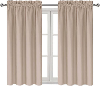 DWCN Blackout Curtains for Living Room Thermal Insulated, Energy Saving & Noise Reducing Bedroom Curtains, Camel, W 42x L 54 Inch, Set of 2 Rod Pocket Curtain Panels