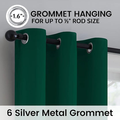 SimpleHome 100% Blackout Curtains for Bedroom,Thermal Insulated Grommet Window Drapes Room Darkening Dark Green Curtains for Living Room with Black Back,42 x 84 Inch,2 Panels