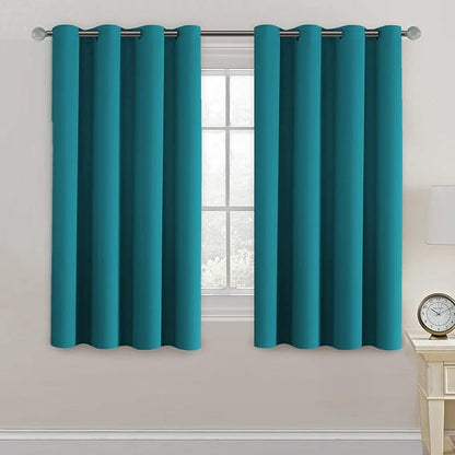 H.VERSAILTEX Blackout Curtain for Living Room Thermal Insulated Window Treatment Curtain 54 inch Length Energy Saving Solid Grommet Top Blackout Drape, One Panel, Turquoise Blue, 52" W x 54" L